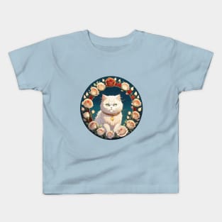 White Persian Cat Roses Kids T-Shirt